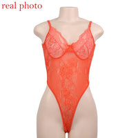 Sheer Lace Backless Bodysuit Women