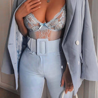 Sheer Lace Backless Bodysuit Women