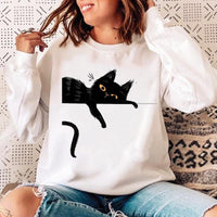 Woman O-neck Cat Funny Sweatshirt