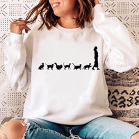 Woman O-neck Cat Funny Sweatshirt