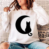 Woman O-neck Cat Funny Sweatshirt