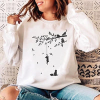 Woman O-neck Cat Funny Sweatshirt