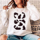 Woman O-neck Cat Funny Sweatshirt