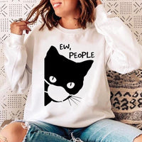 Woman O-neck Cat Funny Sweatshirt