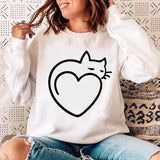 Woman O-neck Cat Funny Sweatshirt