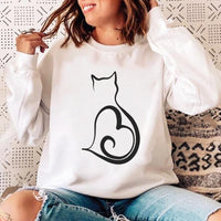 Woman O-neck Cat Funny Sweatshirt