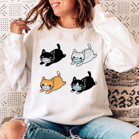 Woman O-neck Cat Funny Sweatshirt