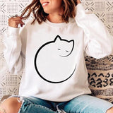 Woman O-neck Cat Funny Sweatshirt